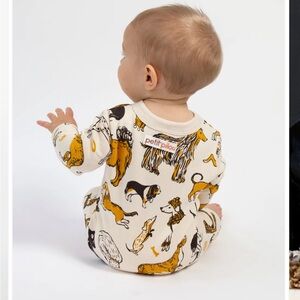 Petit Pilou Organic Hand Printed Dog Snap Suit. Size 3 months. Never worn.